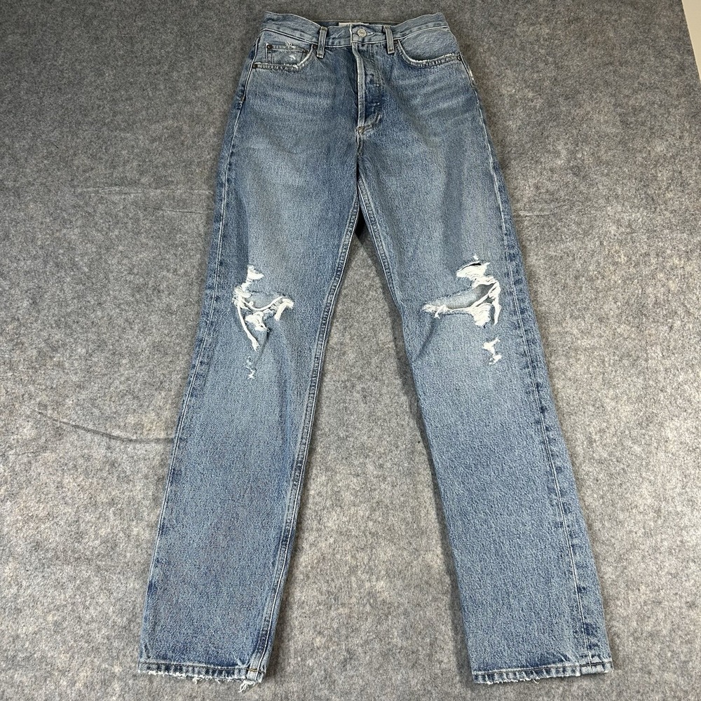 Agolde Jeans Womens 24 90's Pinch Button Fly Distressed Denim Organic Cotton